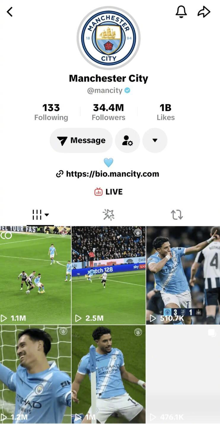 开云-曼城TikTok点赞破10亿创俱乐部纪录|官方|账号_新浪体育_新浪新闻